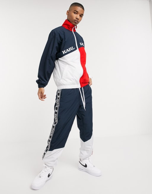 slecht Cirkel Voel me slecht Karl Kani color block tracksuit in navy | ASOS