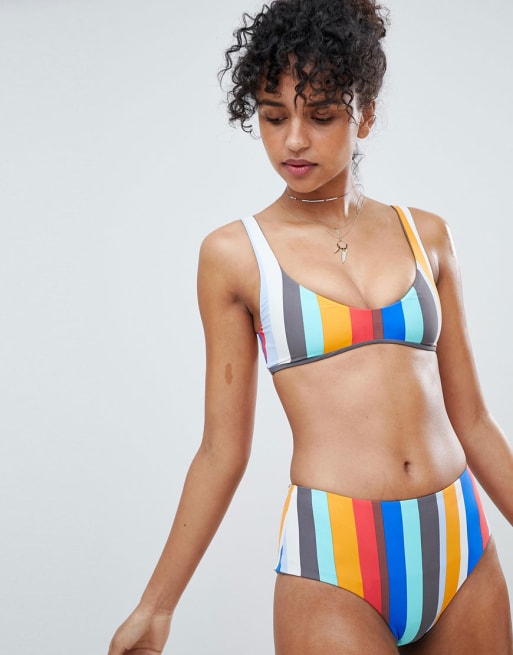 Kikirio crop reversible bikini in stripe