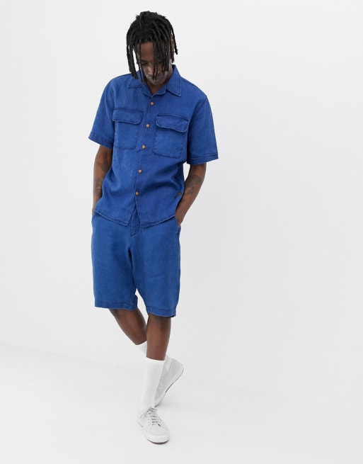 Kings Of Indigo – Marineblaue Leinenshorts, Kombiteil
