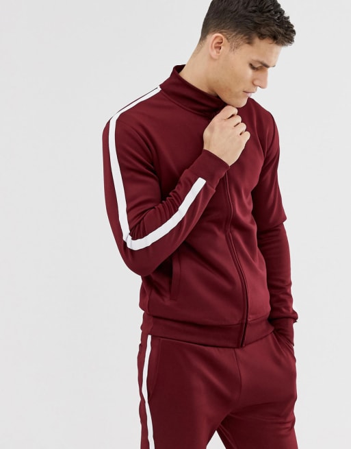 Kiomi - Tuta bordeaux con riga laterale