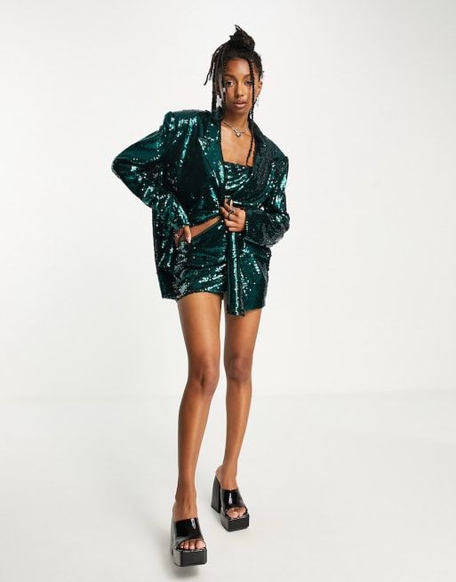 Kyo The Brand 3-piece sequin set in emerald