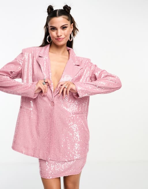 Kyo The Brand - Coordinato color malva con blazer e minigonna con paillettes