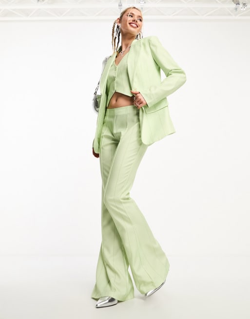 Kyo The Brand tailored 3 piece set in pistachio pinstripe