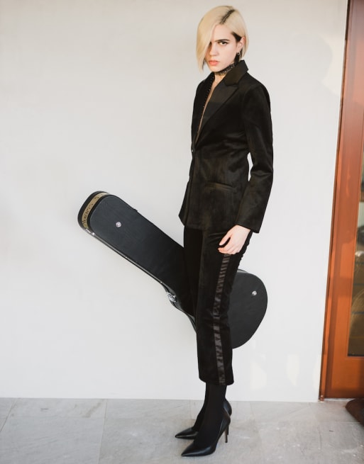 Labelrail x Julia Cumming velvet tuxedo and pants set in black
