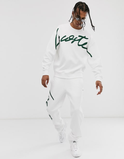 Lacoste L!VE signature logo tracksuit set in white |