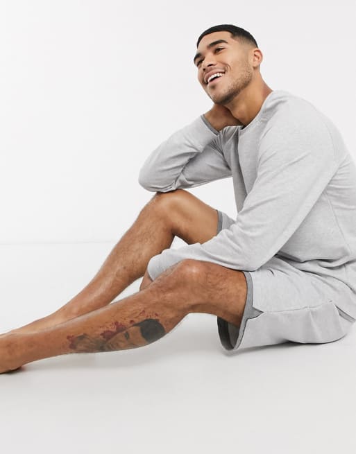 Lacoste sweat & shorts two-piece in gray