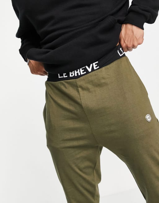 Le Breve lounge - Kakigrønt og sort lounge-sæt med bånd