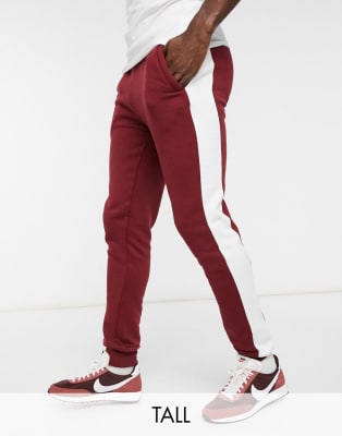 Le Breve Tall - Co-ord set in bordeauxrood met witte strepen