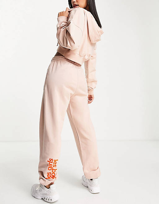Les Girls Les Boys loungewear co-ord in rose with contrast logo