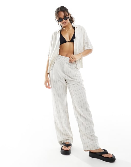 Lindex beach set in beige stripe