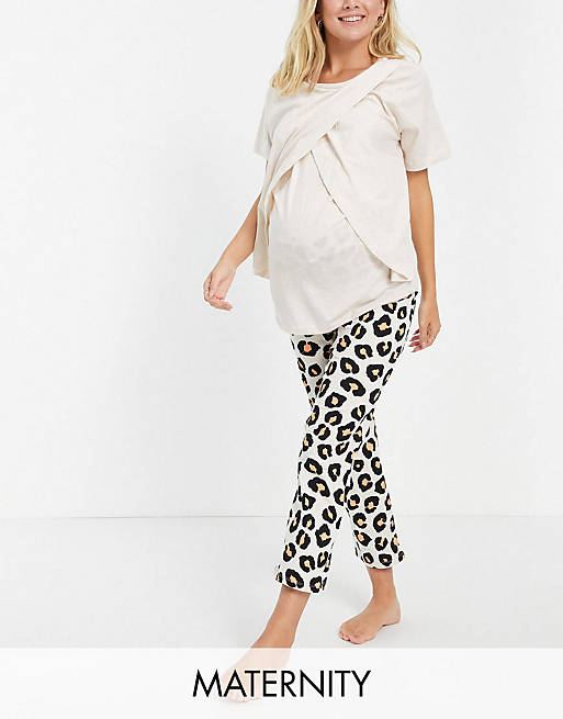 Lindex Exclusive MOM Mia organic cotton pyjama set in leopard print
