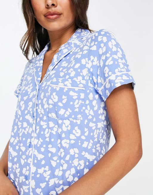 Lindex - Exclusivité - Ensemble de pyjama imprimé léopard en coton - Bleu
