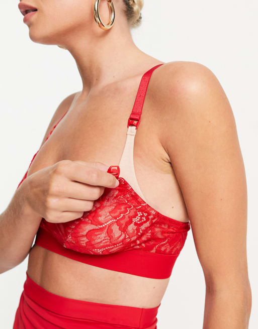 Lindex MOM elsa lace over the bump lace brazillian in red