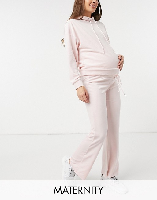 Lindex MOM Exclusive Rose poly velour maternity over the bump lounge bottoms in pink - PINK