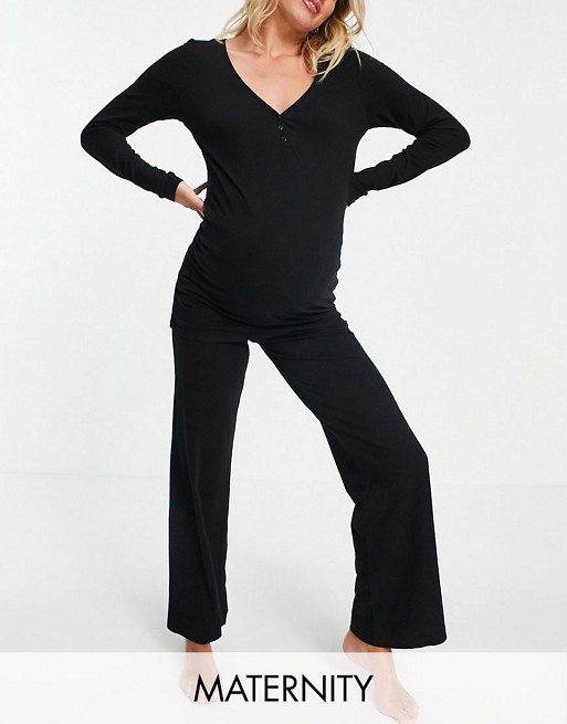 Lindex MOM cotton maternity pyjama bottoms in black - BLACK