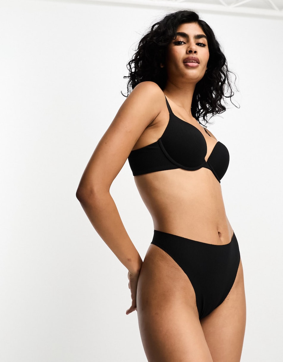 Lindex ribbed set in black