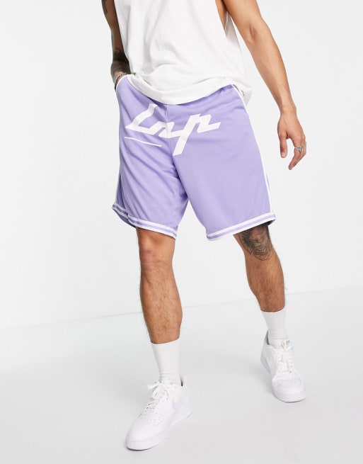 Liquor N Poker - Lilla basketball-sæt i retrostil med logoprint og hvide kanter