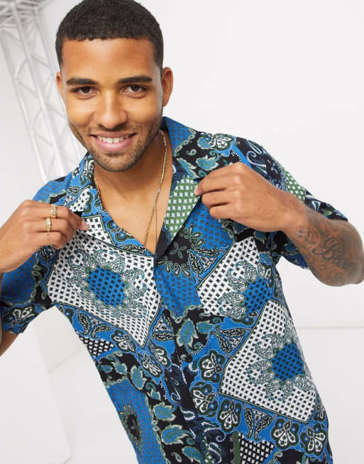 Liquor N Poker set in blue bandana print