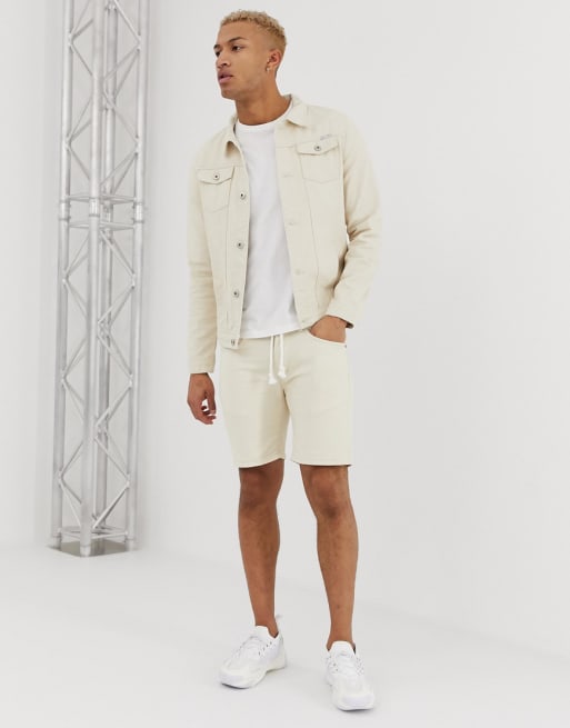 Liquor N Poker - Slim-fit denim combi-set in ecru