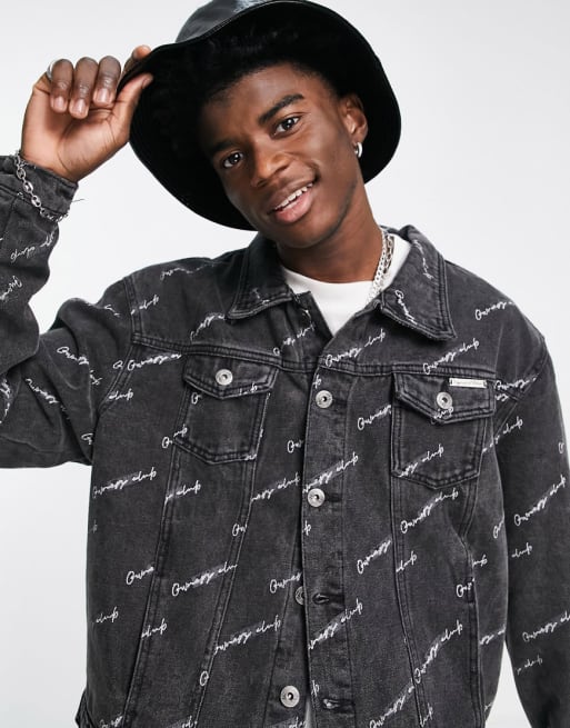 Liquor N Poker two-piece set in black with motorsport all-over print