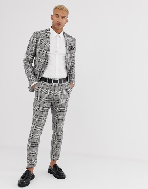 Lock stock slim suit in grey check