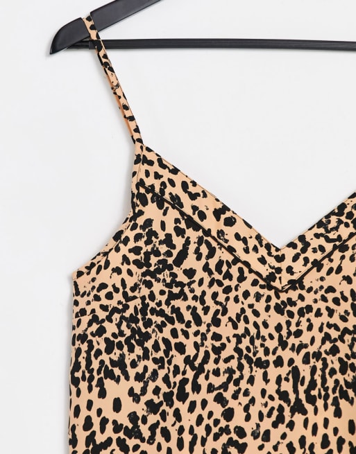 Loungeable – Persikofärgad vävd pyjamas med svarta prickar