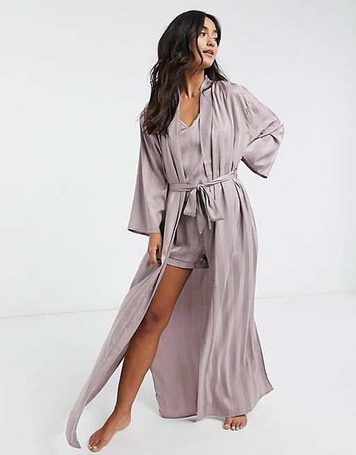 Loungeable – Żakardowa satynowa piżama w norkowym kolorze