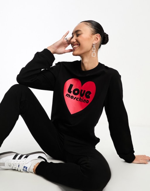 Love Moschino heart logo sweatshirt and trackies set in black ASOS