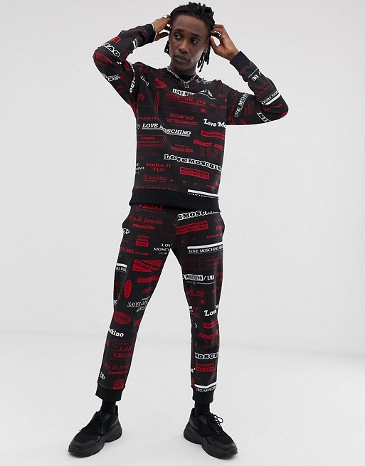 Love Moschino tracksuit in black with all over print