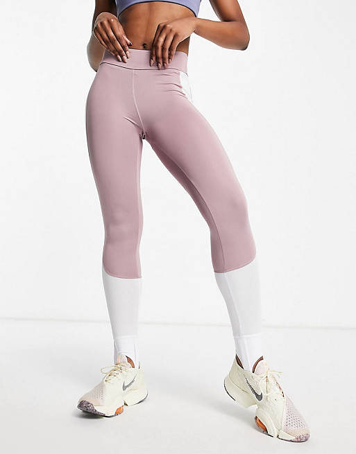 Love & Other Things gym co-ord in mauve & white