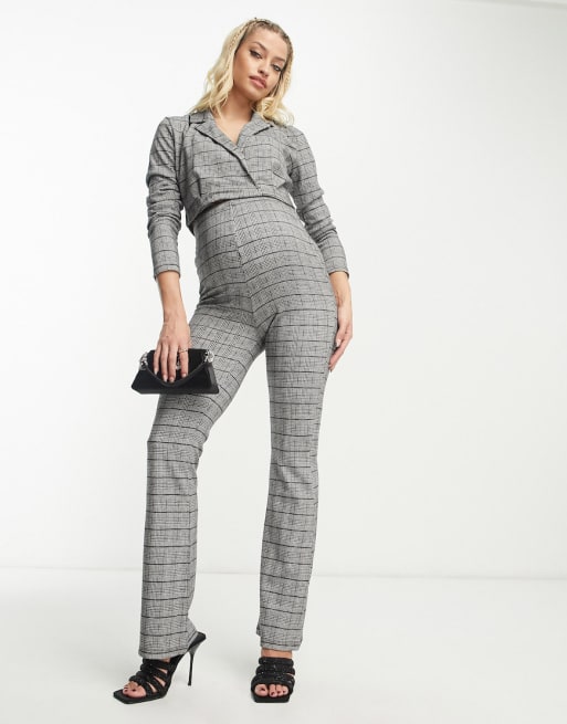 Mamalicious Maternity check blazer & trouser co-ord in mono