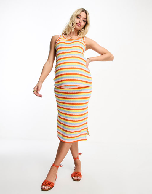 Mamalicious Maternity - Coordinato con top e gonna a righe multicolore