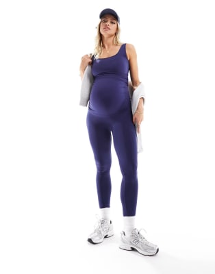 Mamalicious Maternity seamless support over the bump leggings and singlet  top set