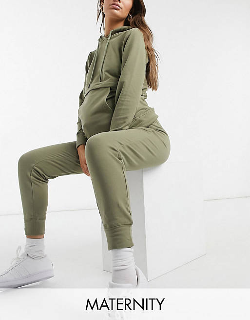 Mamalicious Maternity tracksuit co-ord with nursing function in khaki