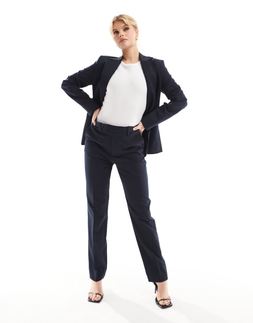 Mango blazer and straight leg pants suit in navy