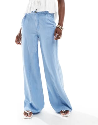 Mango lightweight denim waistcoat and relaxed jeans co ord set in blue 