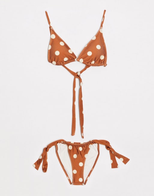 Mango polka dot bikini in rust