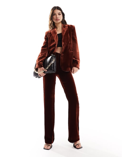 Dark red shop velvet blazer