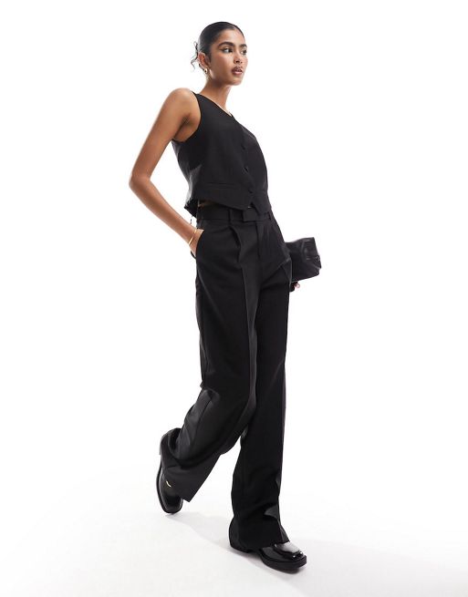 Mango waistcoat and tailored trousers in black