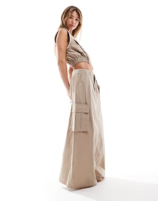 Mango zip through waistcoat and utility skirt in tan  ASOS Sale