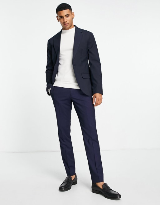 Marineblåt jakkesæt med smal pasform fra ASOS DESIGN