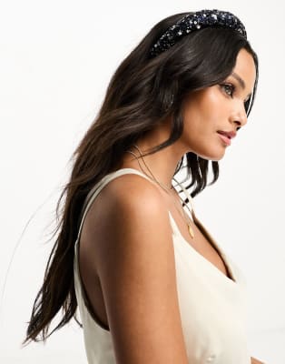 Maya bridesmaid dress and headband in navy