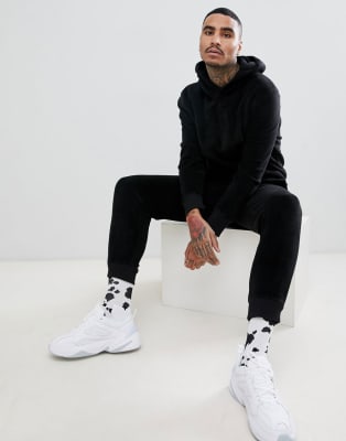 black hoodie and joggers