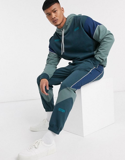 Mennace tracksuit with panels in teal