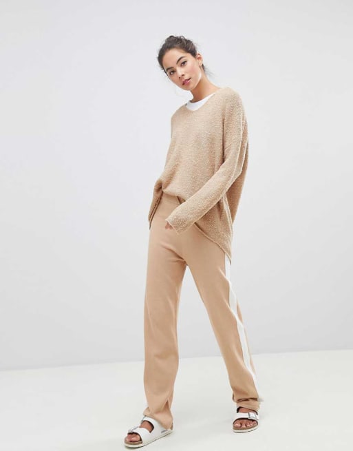 Micha Lounge - Joggers e maglione oversize devoré color cammello in coordinato