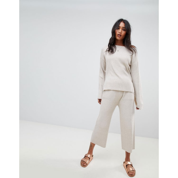 Micha Lounge Ribbed Off Shoulder Jumper Joggers Co Ord ASOS