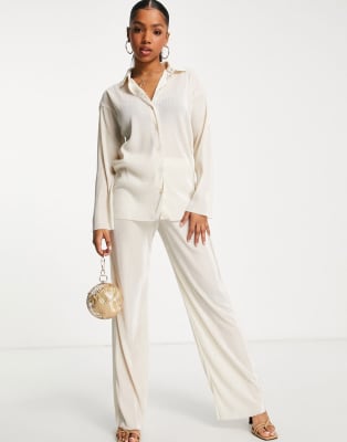 Miss Selfridge cream plisse co-ord