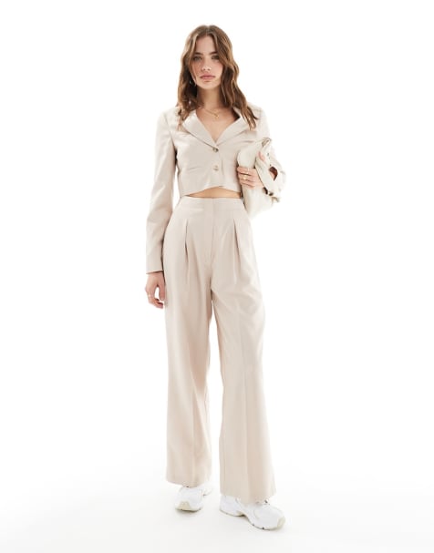 Miss Selfridge cropped blazer co-ord in taupe fleck - view 1