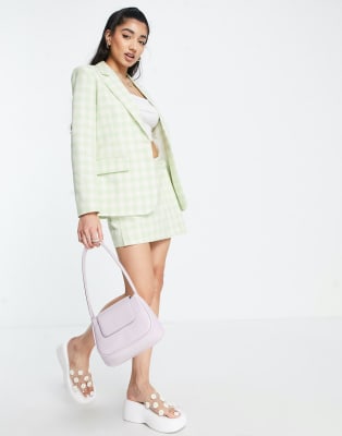 Miss Selfridge gingham linen set in green