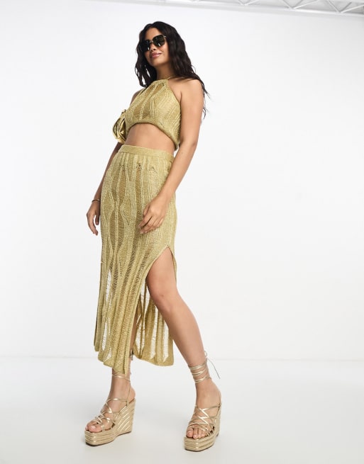 Miss Selfridge gold glitter ladder stitch set